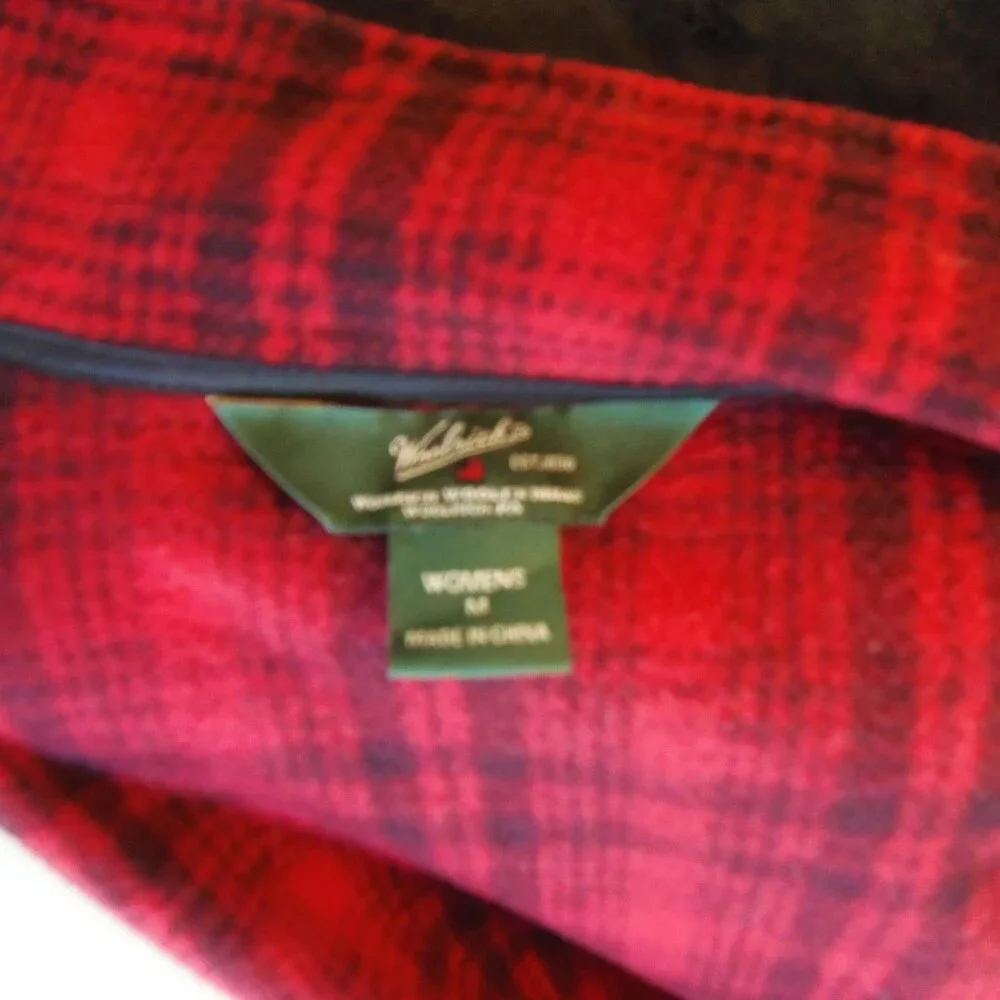 Woolrich Fleece Vest‎ Womens M Red Black Hunt Plaid Outdoor Lightweight Warm